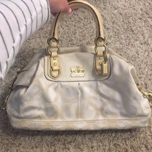 Authentic leather and canvas Coach SABRINA handbag